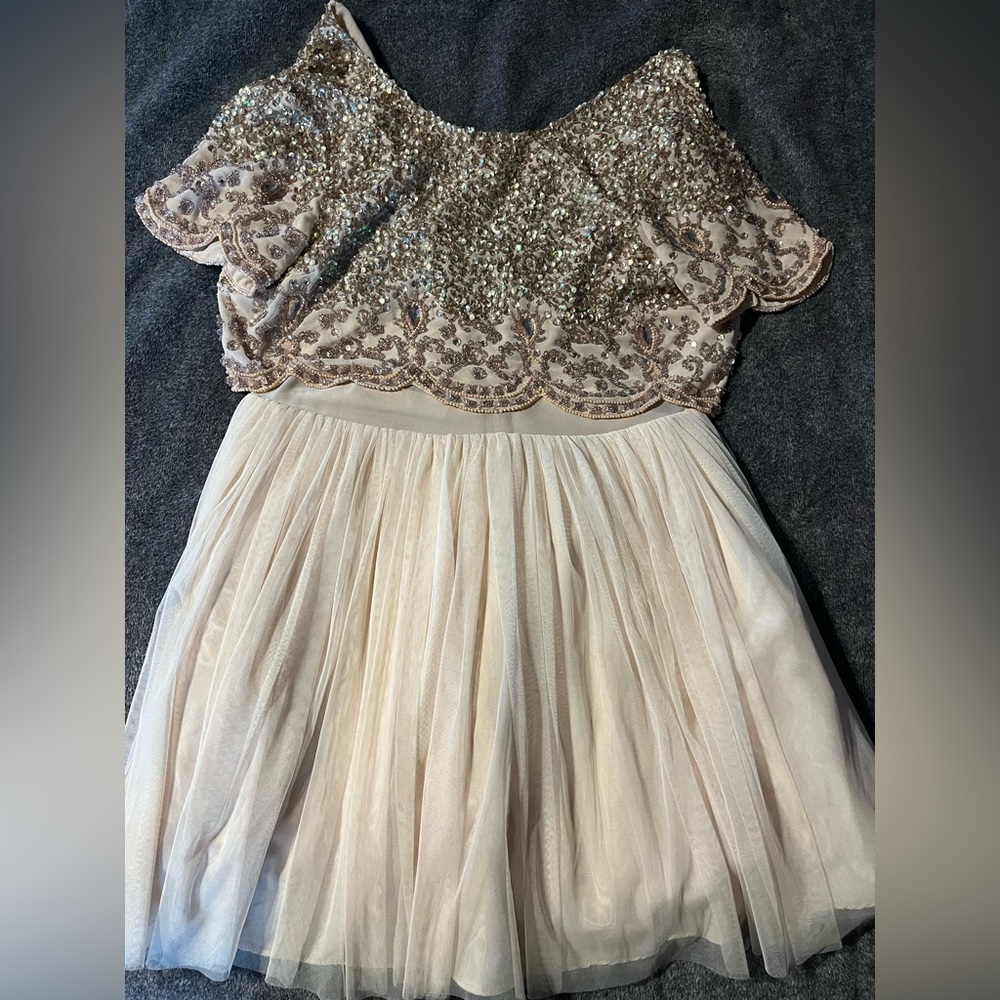 ASOS peachy pink sparkly tulle dress